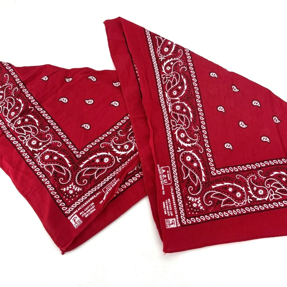 Vintage 13960 Paris Cotton Colorfast Red Scarf Bandana LOT 19